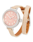 34mm Birdy Silvertone Double-Wrap Watch, Winter White