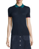 Alice Colorblock Half-Zip Polo Shirt, Navy