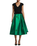 Cap-Sleeve Velvet Top, Onyx