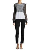 Skinny Side-Zip Ankle Pants, Black