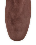 Cyera Stretch-Suede Knee Boot, Dark Brown