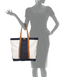 Aralia Hand-Embroidered Canvas Beach Tote Bag, Multicolor