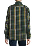 Eileen Plaid Button-Front Shirt, Green/Yellow