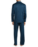 Tonal-Striped Cotton Pajama Set, Navy