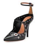 Eyelet Leather 100mm Pump, Black