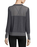 Serene Mesh-Inset Long-Sleeve Sport Top