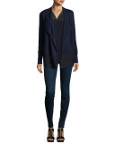Kelsey Sleeveless Lace-Yoke Silk Blouse