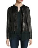 Miriam Paisley-Print Pintucked Silk Blouse