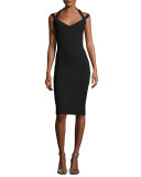 Quirine Sleeveless Jersey Cocktail Dress, Black
