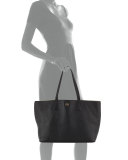 Perry Leather Tote Bag, Black/Beige