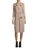 Agatha Iconic Silk Wrap Trench Dress, Beige