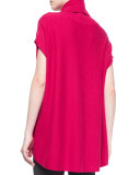 Slouchy Ribbed Turtleneck Sweater, Cerise