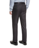 Twill Flat-Front Trousers, Charcoal