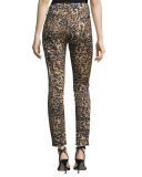 Leopard-Print Skinny Ankle Jeans