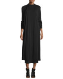 Calf-Length Silk Kimono Cardigan, Black