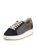 Monili Lace-Up Low-Top Sneaker, Navy