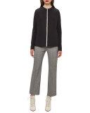 Dolman-Sleeve Cable-Trim Blouse, Black/Moon