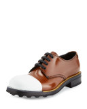 Cap-Toe Leather Oxford, Brown/White