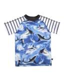 Raglan Jumping Sharks Jersey Tee, Blue, Size 4-6