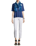 Short-Sleeve Delave Linen Top, Plus Size