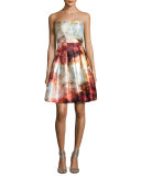 Meteor Jacquard Strapless Fit & Flare Cocktail Dress, Multicolor