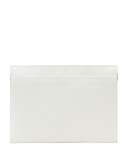 Large Calfskin Zip Clutch Bag, White