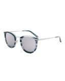 Baja East Shout Square Sunglasses, Baja White/Black
