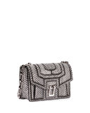 Hava Snake Patchwork Chain Shoulder Bag, Black/White