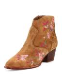 Heidi Embroidered Western Bootie, Russet