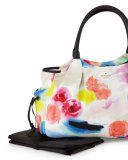 stevie leather-trim nylon baby bag, watercolor