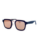 Notizia Square Mirrored Sunglasses, Blue/Pink