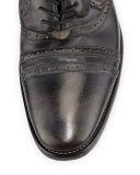 Brogue Leather Lace-Up Boot, Black