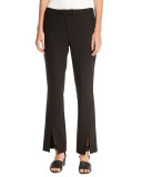 Tinsley Slit-Front Kick-Flare Pants, Black
