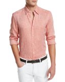 Linen Woven Sport Shirt, Orange