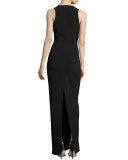 Grace Sleeveless Crepe Maxi Dress, Black