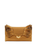 Isabella Laser-Cut Ruffled Clutch Bag, Gold