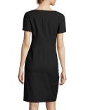Deja Zip-Front Bi-Stretch Sheath Dress, Black