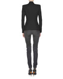 Double-Breasted Fitted Blazer, Black