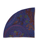 Tapestry Paisley & Glen Plaid Silk Pocket Circle, Navy