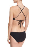 Solid Lattice High-Neck Swim Top, Black