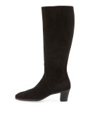 Suede Side-Zip Knee Boot