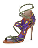 Lolita Floral Strappy 100mm Sandal, Canyon/Mix
