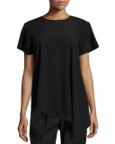Asymmetric-Hem Kaftan Tee, Black