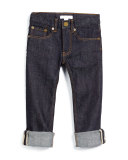 Skinny Rolled-Hem Jeans, Dark Indigo, Size 4-14