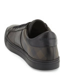 Ritson Men's PVC Check & Leather Low-Top Sneaker, Smoked Chocolate