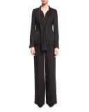 Eve Sleeveless Deep-V Jumpsuit, Black