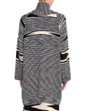 Mid-Thigh Multi Striped Cardigan, Black/White