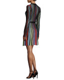 Long-Sleeve Colorblock Dress, Multi Colors