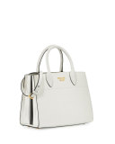 Bibliothèque Small Saffiano Tote Bag, White/Black (Bianco+Nero)