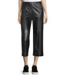 Seam-Trim Leather Culottes